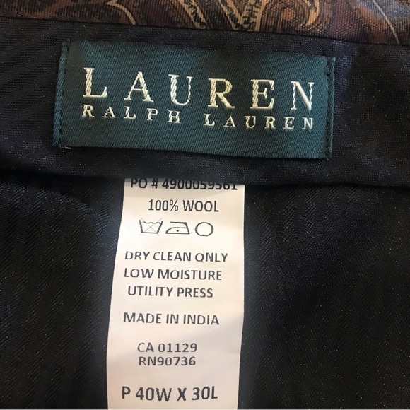 Vintage Lauren Ralph Lauren Mens Wool Dress Pant Charcoal Tags Flat Front 40X30 - Picture 5 of 7